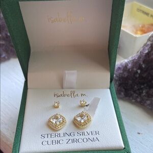 Abella Sterling Silver Gold Earrings with Cubic Zirconia